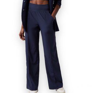 Athleta Nolita Wide Leg Pant Work Travel Pant Navy Size 8P Silky Sleek Fabric